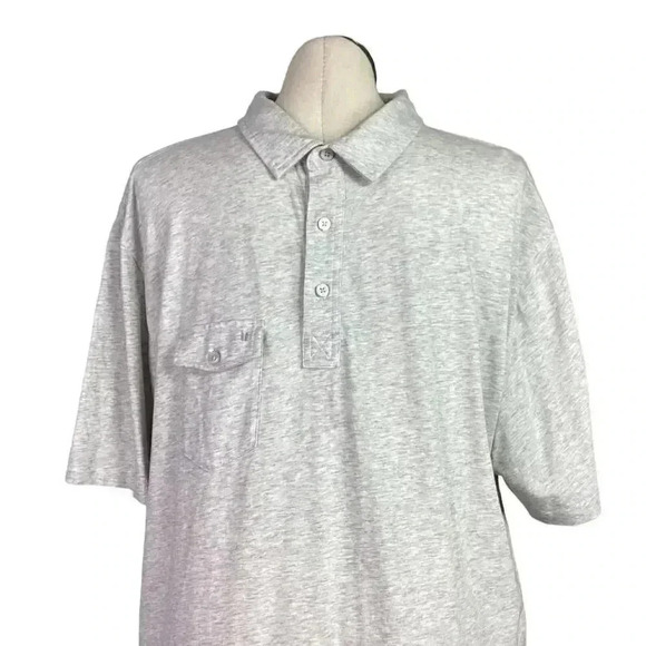 LinkSoul Polo Golf Shirt Mens XXL Gray 3 Button Short Sleeve Heathered Cotton - Picture 2 of 8